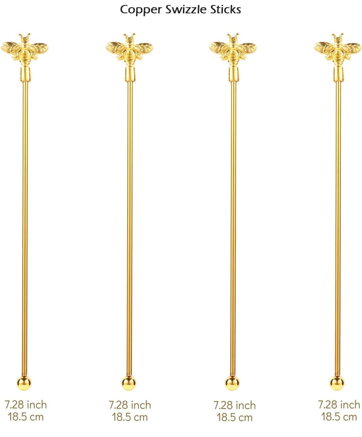 (1) Bee Shaped Copper Tea Stirrer Swizzle Stick