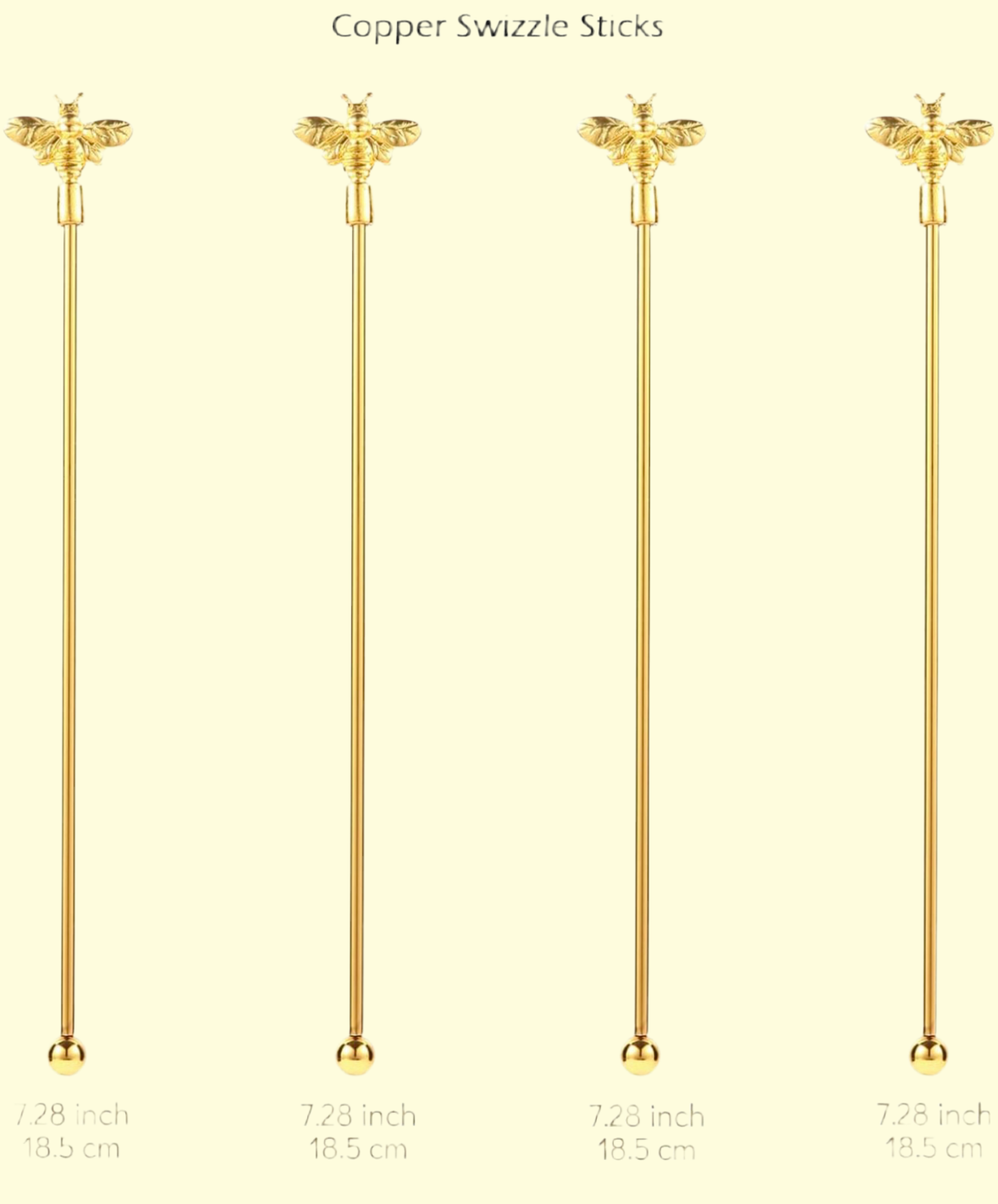 (1) Bee Shaped Copper Tea Stirrer Swizzle Stick