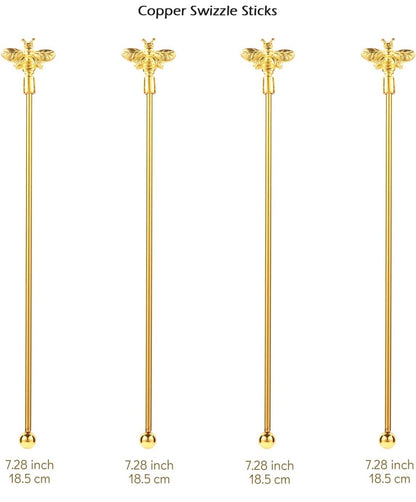 (1) Bee Shaped Copper Tea Stirrer Swizzle Stick