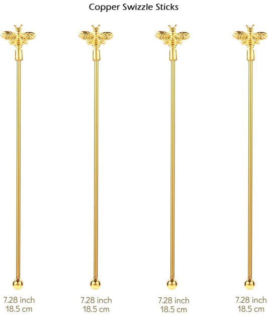 (1) Bee Shaped Copper Tea Stirrer Swizzle Stick